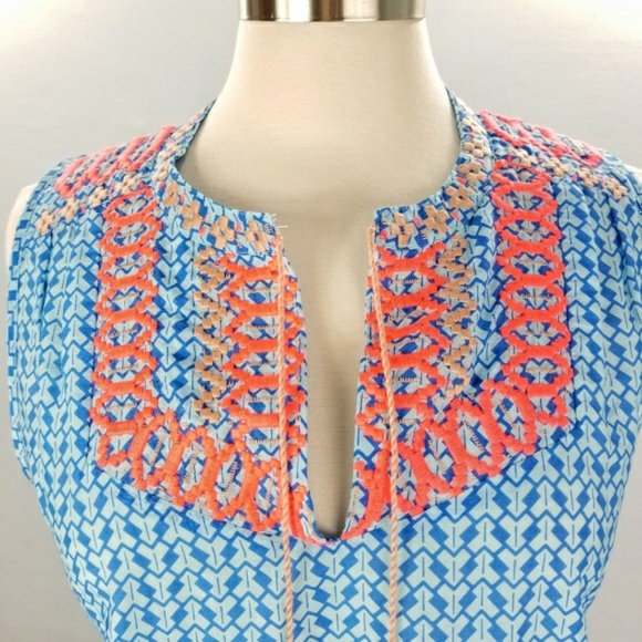 J. Crew Arrow Print Embroidered Tassel Top - Picture 2 of 7